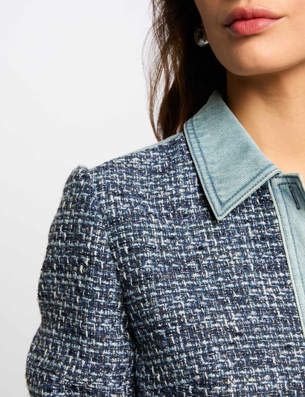 Veste courte tweed multicolore femme