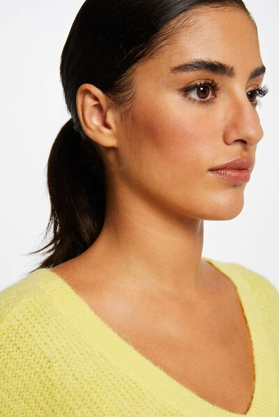 Long-sleeved jumper with V-neck  ladies'