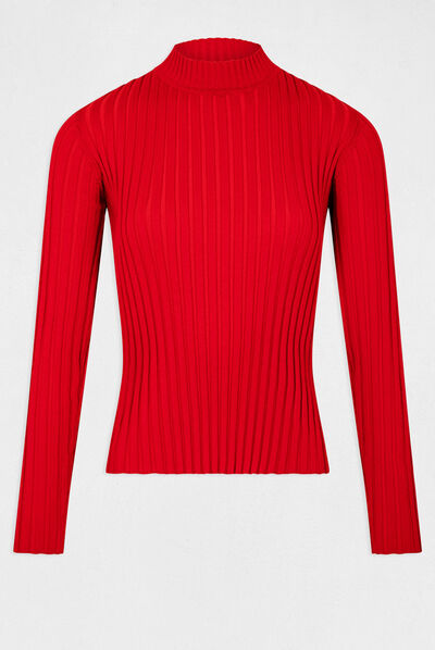 Long-sleeved jumper with open back medium red ladies'