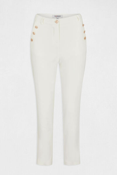 Fitted cropped trousers with darts ecru ladies'