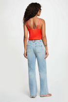 Satin top with straps bright red women