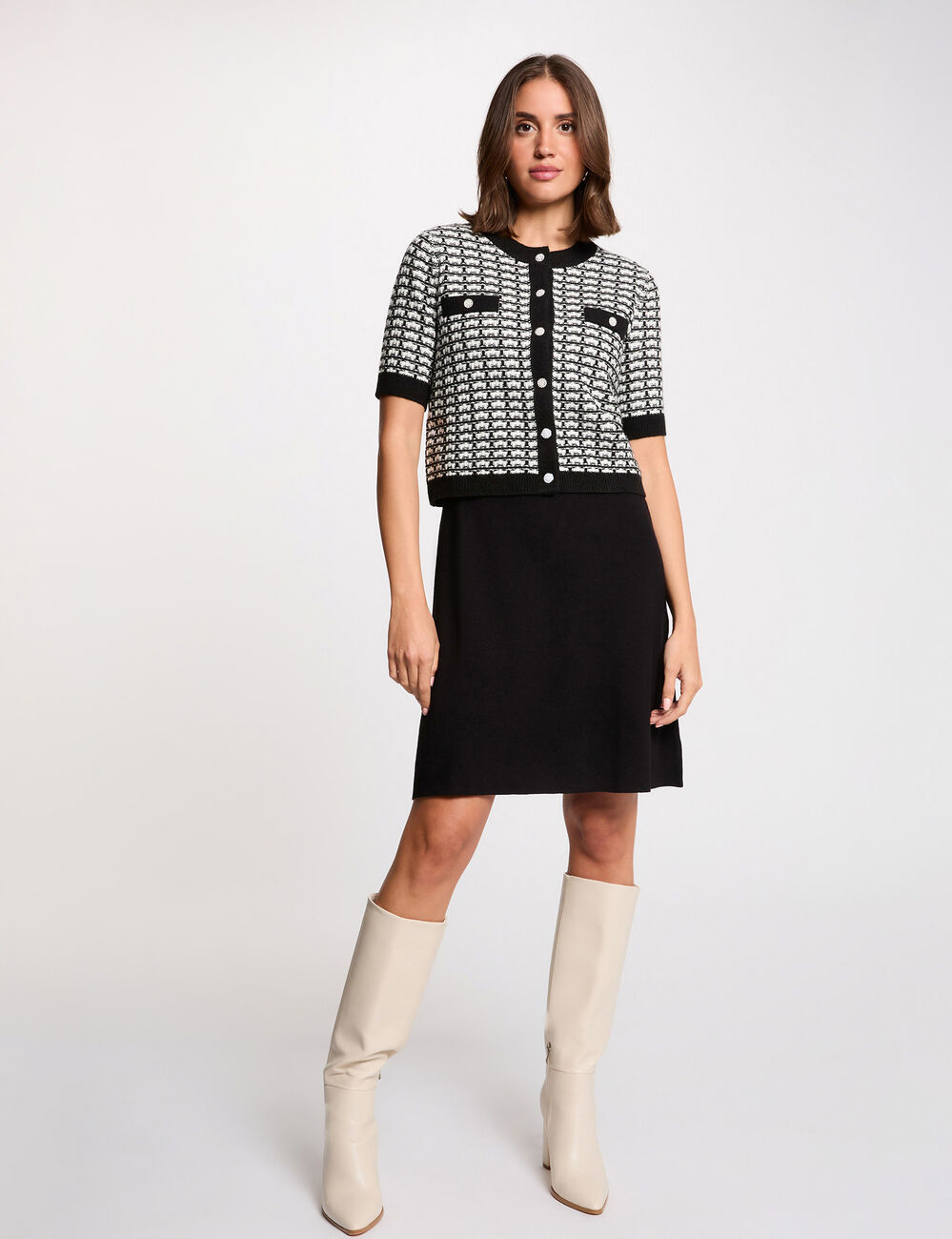2-in-1 knit effect dress black women