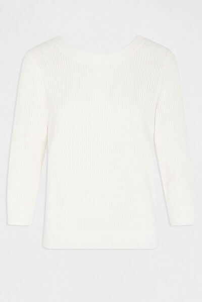 Jumper 3/4-length sleeves with open back ivory ladies'