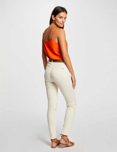 Blouse with thin straps and V-neck orange ladies'