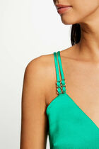 Satin top with straps green women