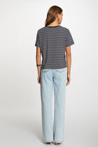 Striped short-sleeved t-shirt navy blue women