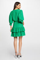 Robe courte évasée brodée vert femme