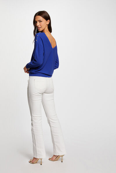 Long-sleeved jumper with open back electric blue ladies'
