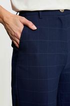 High-waisted trousers navy blue women