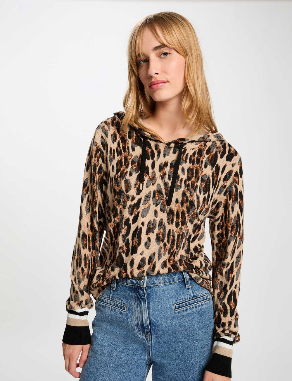 Straight sweater with hood multicolor women