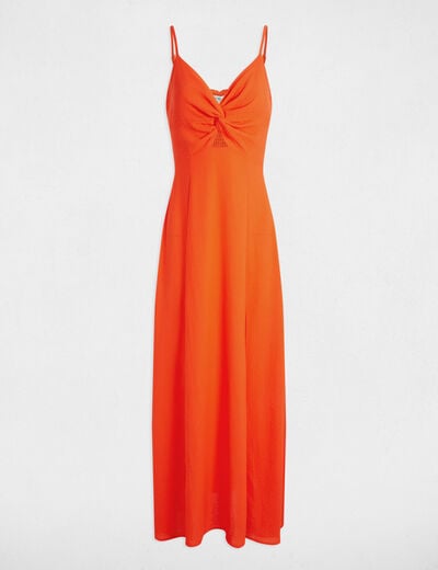 Straight maxi dress with slit orange women