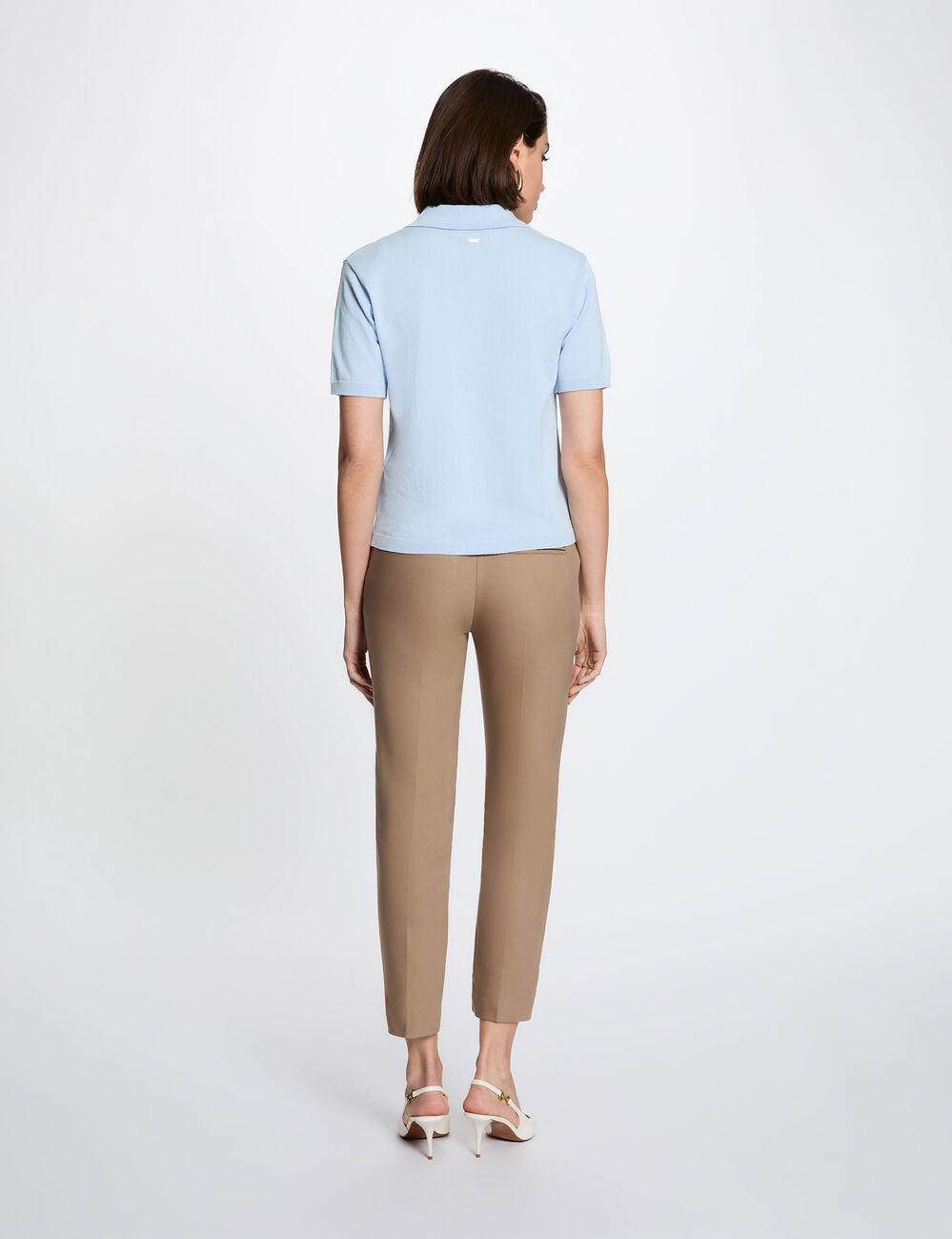 Cropped cigarette trousers taupe women