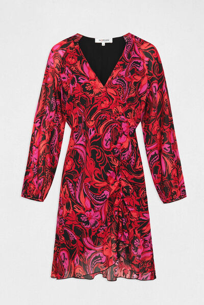 Shirred straight dress vegetal print multico ladies'