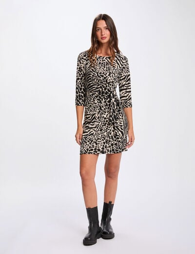 Fitted dress with long sleeves multicolor women