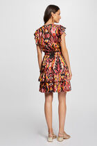 Printed waisted mini dress multicolored women