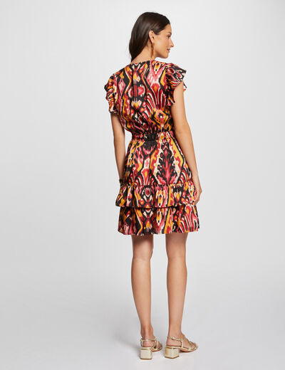 Printed waisted mini dress multicolored women
