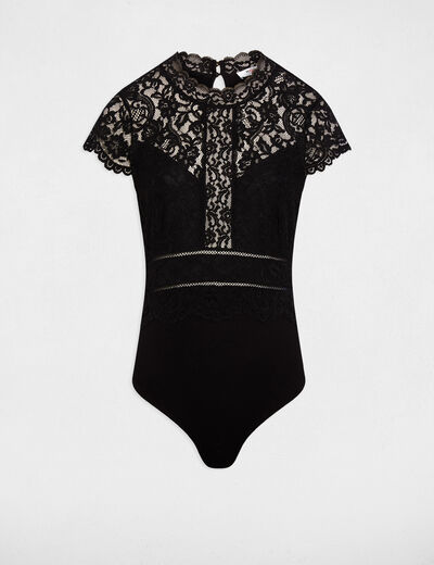 Lace high neck bodysuit black women