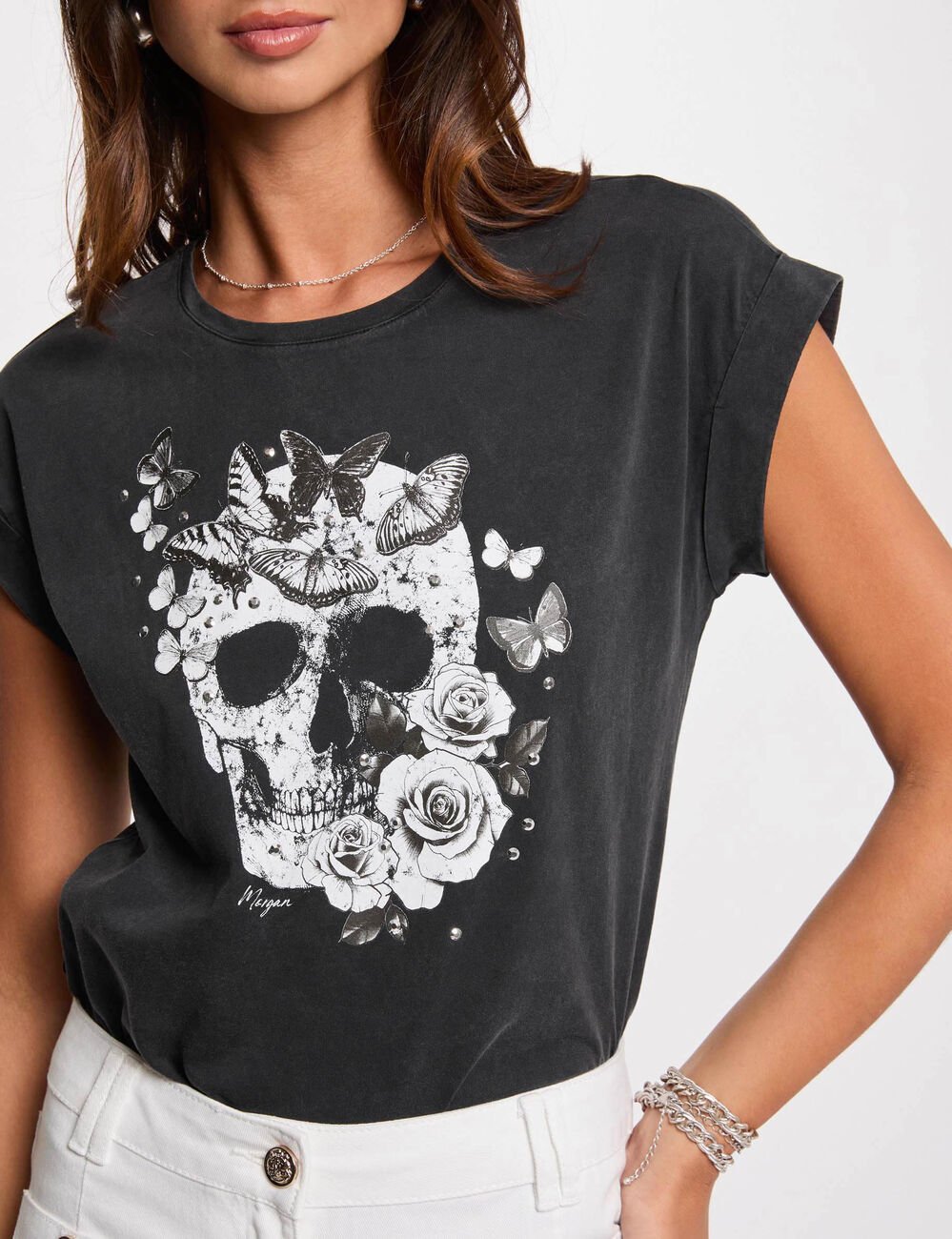 Short sleeve T-shirt dark grey women