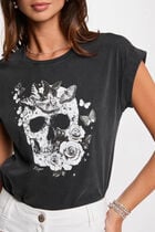 Short sleeve T-shirt dark grey women