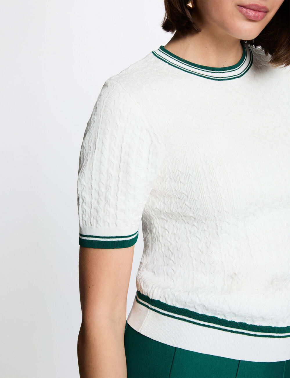 Lightweight short-sleeve sweater green women