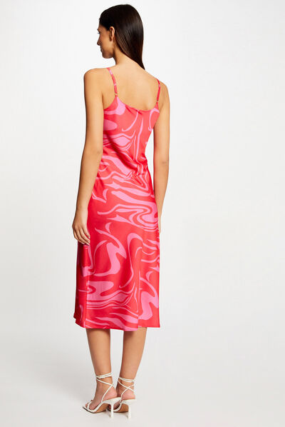 Satin straight dress abstract print multico ladies'