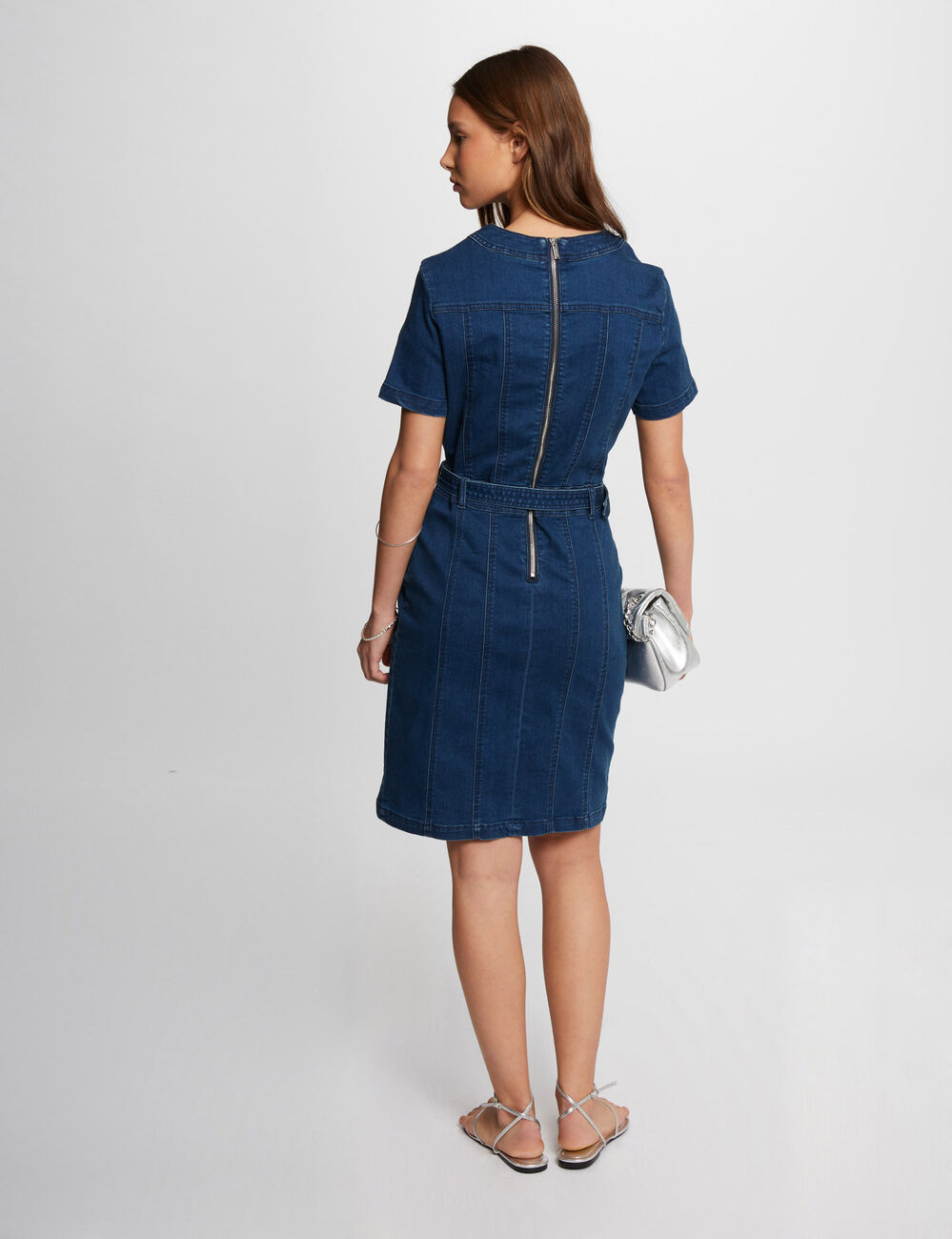 Mini fitted denim dress stone denim women