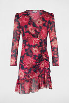 Robe courte ajustée imprimée multicolore femme