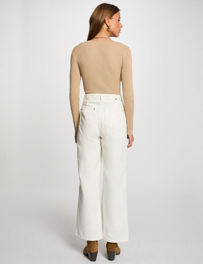 Long-sleeved jumper buttons fine knit light brown women