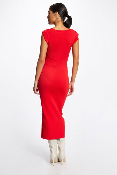 Fitted maxi sleeveless jumper dress red ladies'