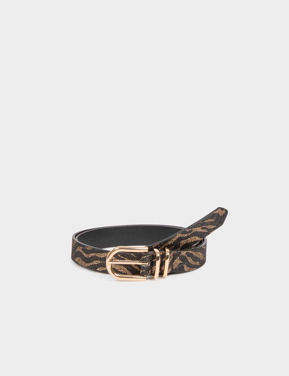 Zebra-print thin belt black women