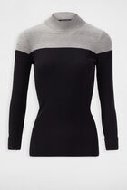 Long-sleeved jumper with high neck mid-grey women