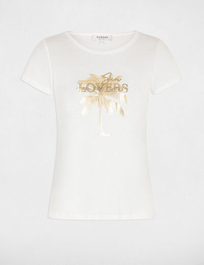 T-shirt with message ecru women