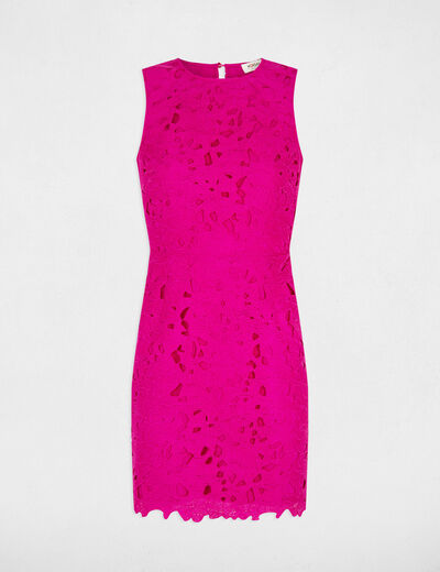 Fitted mini lace dress dark pink women