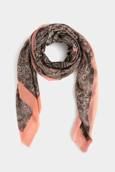 Scarf with paisley print orange ladies'
