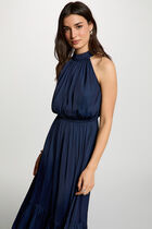Maxi loose A-line dress navy blue women