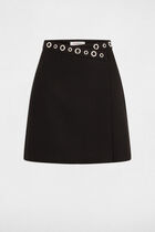 Jupe courte détails oeillets noir femme