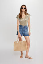 T-shirt manches courtes jaune or femme