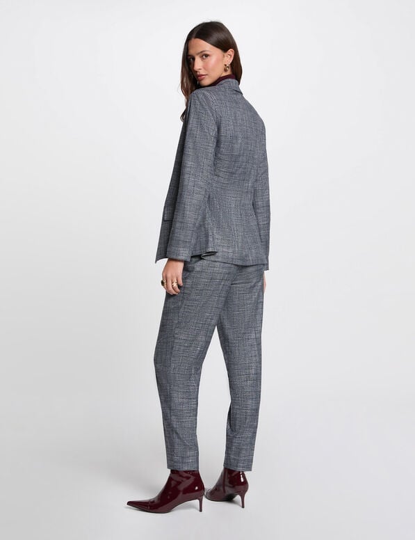 checked short jacket navy blue women Checked short jacket navy blue women