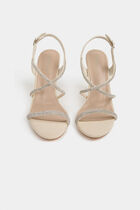 Sandals with rhinestones ivory women