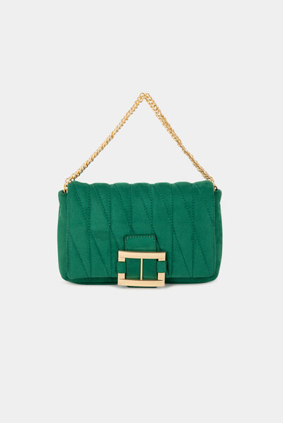 Quilted bag with buckle green ladies'