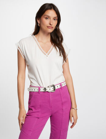 Short-sleeved t-shirt ecru women