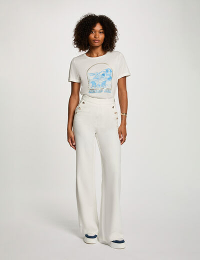 Wide leg trousers with buttons white women