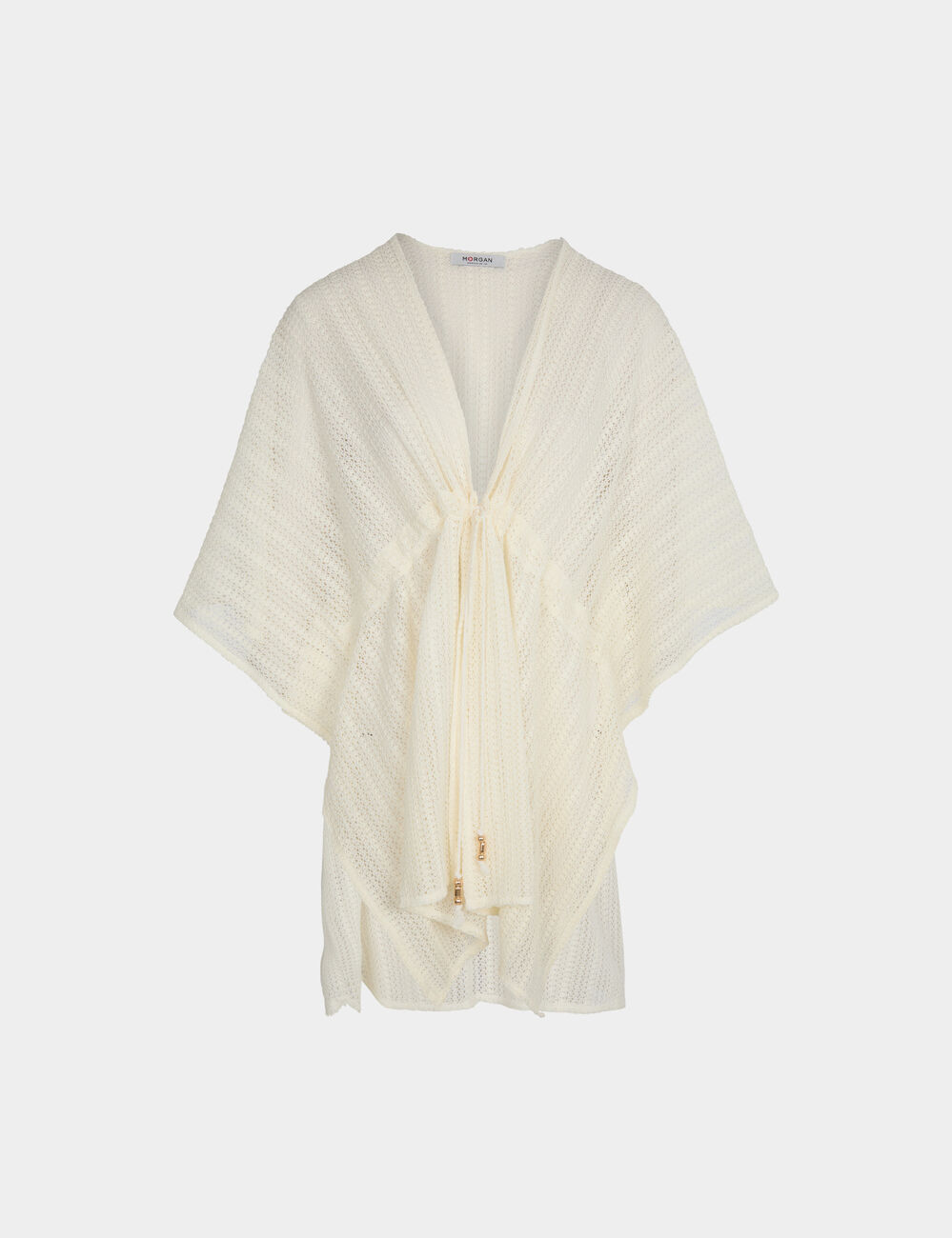 V-neck poncho white women