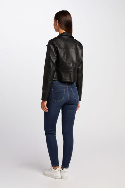 Straight jacket notched lapel collar black ladies'