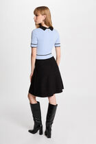 A-line short knitted dress sky blue women