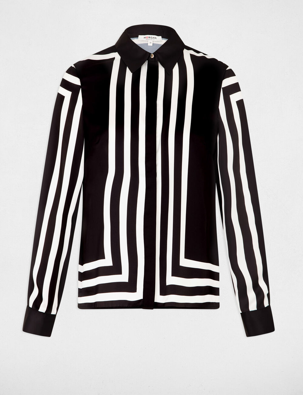 Striped long-sleeved shirt black women