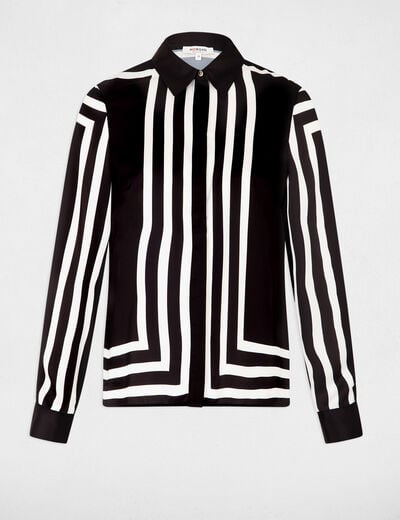 Striped long-sleeved shirt black women