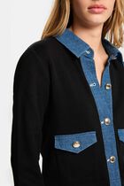 Striped cardigan lapel collar black women