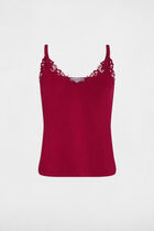 Lace-trimmed V-neck camisole bordeaux women