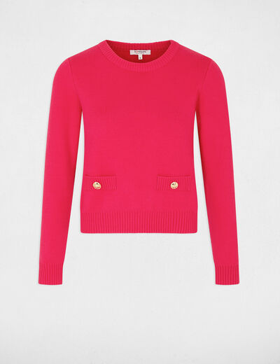 Long-sleeved jumper with round neck fuchsia ladies'